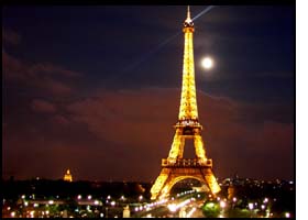 The Eiffel Tower beautifully lit at night
