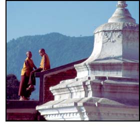 Swayambunath - Monks are on the Roof-top