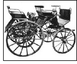 A four-wheel, gasoline-powered automobile designed by Gottlieb Daimler