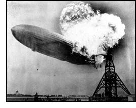 A picture taken of the Hindenburg disaster